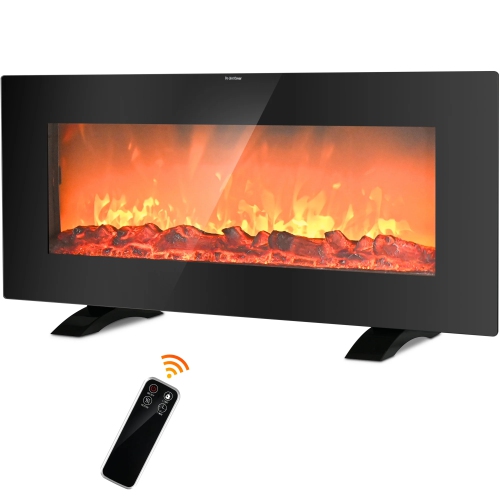 Nordic Hygge 36" 1500-Watt Freestanding/Wall-Mounted Electric Fireplace Space Heater, Black