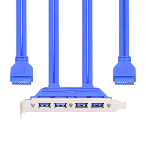 axGear 20-Pin Motherboard Header Female to 4 x USB 3.0 Female Panel Mount Cable