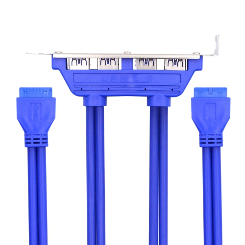 axGear 20-Pin Motherboard Header Female to 4 x USB 3.0 Female Panel Mount Cable