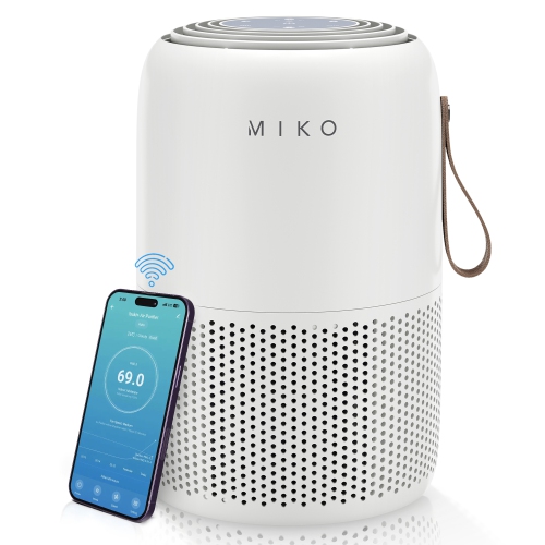 Image 1 de 7.. Purificateur d'air intelligent HEPA de Miko jusqu'à 770 pi2 - Contrôle par application - Blanc