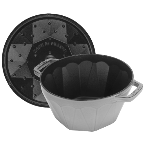 STAUB La Cocotte 2.8 L Cast Iron Round Cocotte Diamond, Graphite-Grey