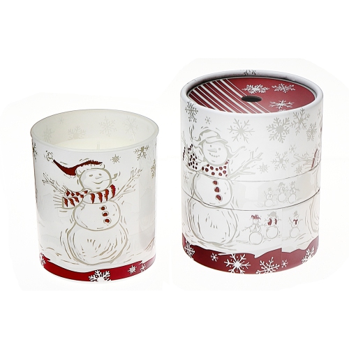 MAISON CONCEPTS INC  Maison Concepts 10.6 OZ Scented Snowman Glass Candle Cranberry Cassis