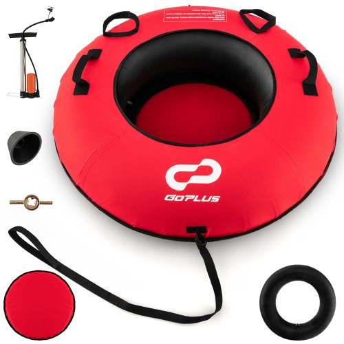 COSTWAY Goplus 40" Heavy-Duty Inflatable Snow Tube for Sledding With Tire Pump & Tow Strap