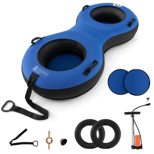 COSTWAY Goplus 80" 2-Person Heavy-Duty Inflatable Snow Tube for Sledding With Pump Tow Strap