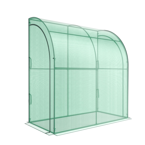 Costway 7'x 3.5'x 7' Lean-to Greenhouse Portable Wall House with Green PE Cover and Shelf