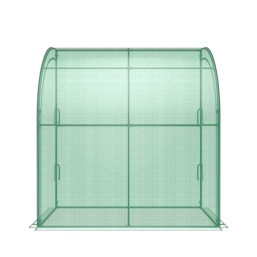 Costway 7'x 3.5'x 7' Lean-to Greenhouse Portable Wall House with Green PE Cover and Shelf