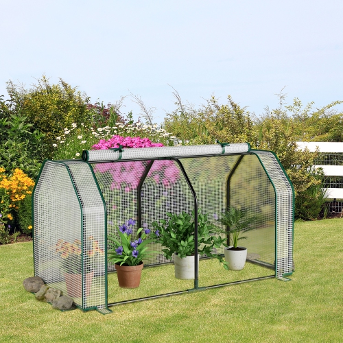Costway 47" x 22" x 24" Portable Mini Greenhouse with 2 Zipper Doors & Ground Stakes