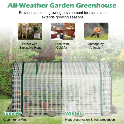 Costway 47" x 22" x 24" Portable Mini Greenhouse with 2 Zipper Doors & Ground Stakes