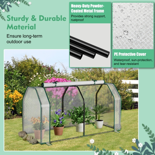 Costway 47" x 22" x 24" Portable Mini Greenhouse with 2 Zipper Doors & Ground Stakes