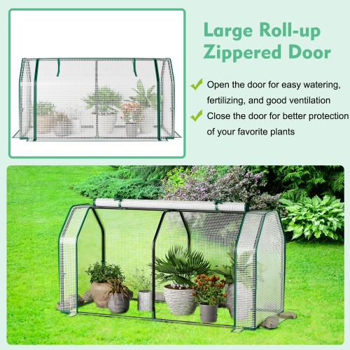Costway 47" x 22" x 24" Portable Mini Greenhouse with 2 Zipper Doors & Ground Stakes