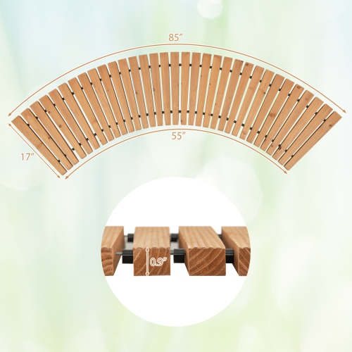 Costway 7 FT Wooden Garden Pathway with Anti-slip Surface Metal Wires with Plastic Sheath