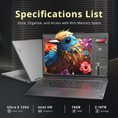 Lenovo Yoga 7i 14" 2K Touchscreen 2-in-1 Laptop, Intel Ultra 5 125U, 2.16TB Storage(2TB SSD+160GB Docking Station Set), 16GB RAM, Backlit KB,