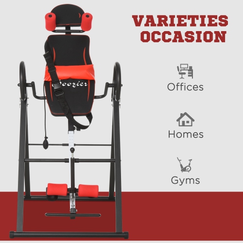 Soozier Adjustable Inversion Table, Folding Inversion Machine with Safety Belt, Waist Pad, 20°/40°/60° Handstand Stretcher Machine for Stress Relief