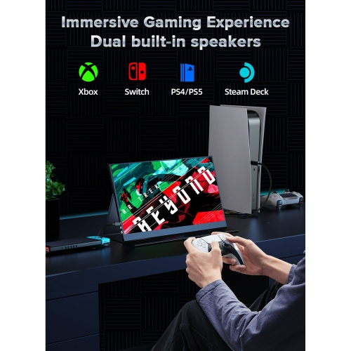 UPERFECT 17.3 Inches Portable 4K Gaming Monitor W/ 100% Adobe RGB Eye-care FreeSync Screen