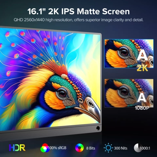 UPERFECT 16.1" 2K 144Hz Gaming Monitor Portable Display UPERFECT 2560*1440 QHD