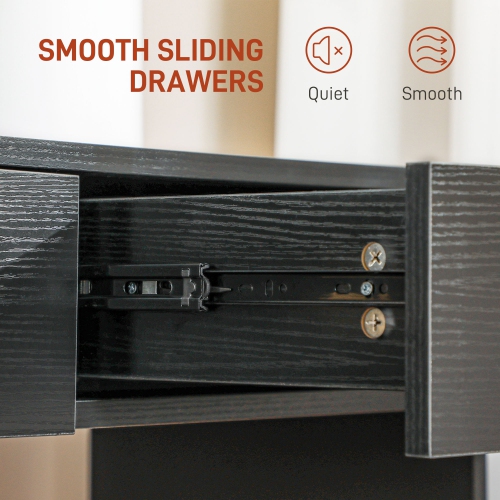 HOMCOM Vanity Desk with Mirror and Lights, Makeup Vanity with Stool and 2 Drawers, 10 LED Bulbs Dressing Table for Bedroom, Black