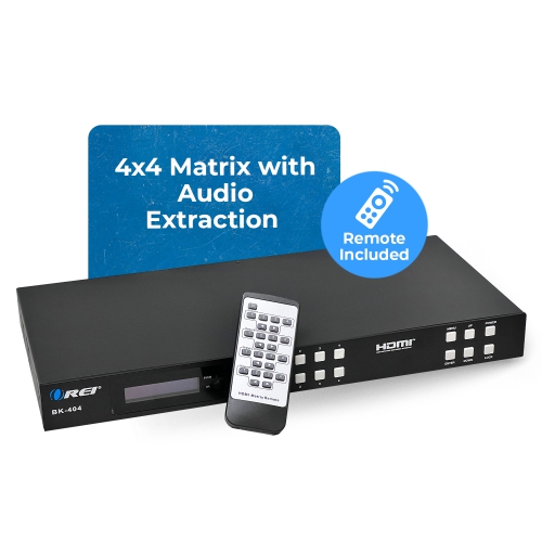 OREI 8K HDMI 4x4 Matrix Switcher with Optical/Analog Audio Extractor, 8K to 4K Downscaling