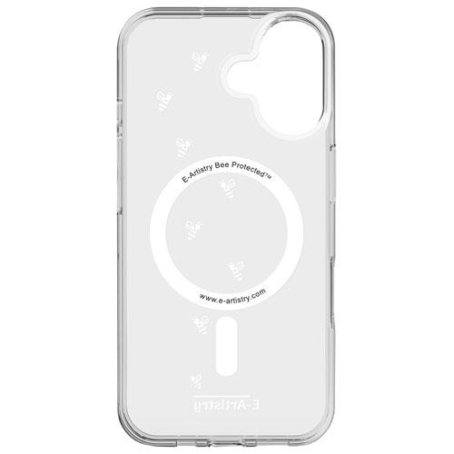 E-Artistry Signature Bee Spiral Fitted Hard Shell Case w/ MagSafe for iPhone 16 - Clear- White