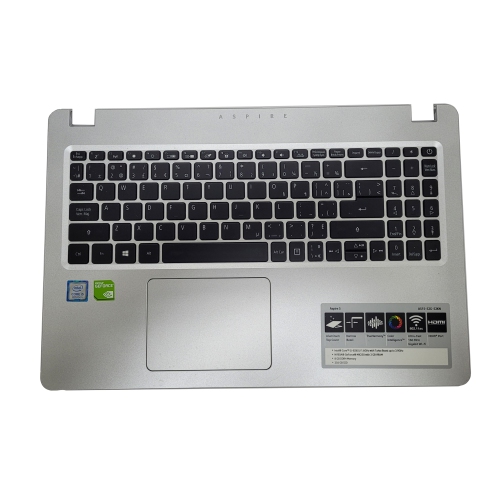 Refurbished Acer KEYBOARD W/UPPER CASE SILVER 100KS BLACK WHITE BACKLIT POWER ICON 6B.H5KN2.011