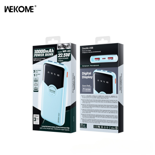 WEKOME 10000mAh USB Fast Charging Power Bank(WP-43) Blue