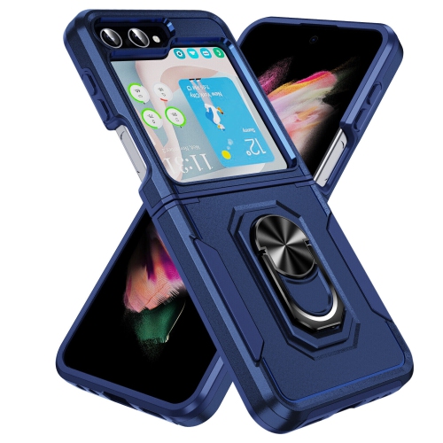 [CS] Shockproof Heavy Duty Magnetic Hard Armor Kickstand Case with Ring Holder for Samsung Galaxy Z Flip 6, Navy