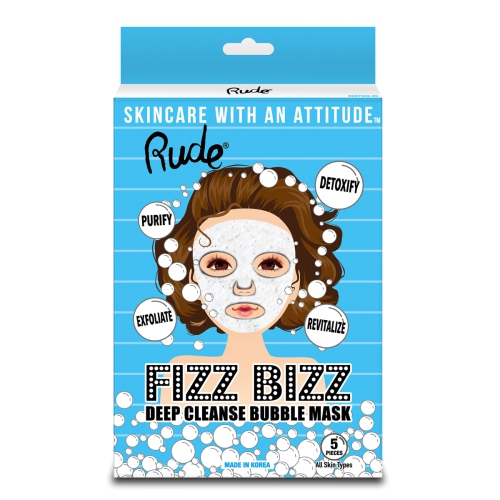 RUDE  Fizz Bizz Deep Cleanse Bubble Mask, Pack Of 5
