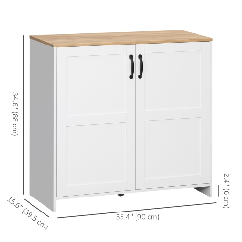 HOMCOM Storage Cabinet Kitchen Buffet Cabinet with 2 Doors and 2 Adjustable Shelves, White