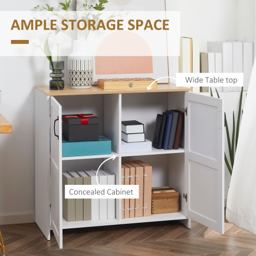HOMCOM Storage Cabinet Kitchen Buffet Cabinet with 2 Doors and 2 Adjustable Shelves, White