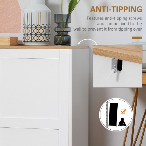 HOMCOM Storage Cabinet Kitchen Buffet Cabinet with 2 Doors and 2 Adjustable Shelves, White