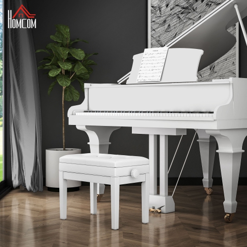 Banc de piano à hauteur réglable de HOMCOM avec rembourrage épais et doux en polyuréthane, banc pour clavier avec rangement suffisant pour la