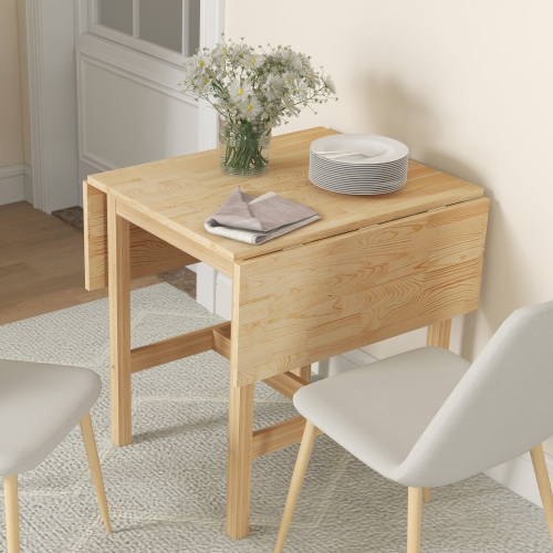 HOMCOM – Table de salle à manger pliable en bois massif, table à abattant pour les petits espaces, table pliante pour la cuisine, salle à manger,