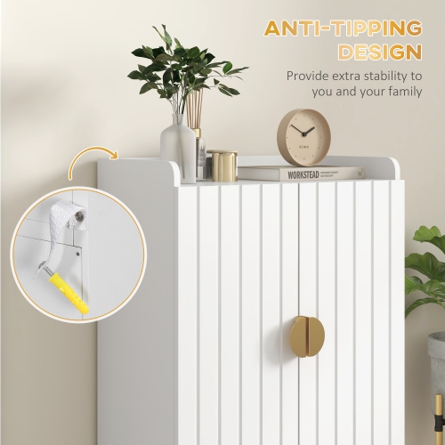 HOMCOM Narrow Shoe Cabinet for Entryway, Shoe Storage Cabinet with 2 Doors, Adjustable Shelves, Open Compartment and Steel Legs for Hallway, Living