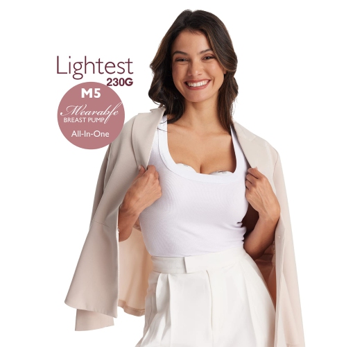 Momcozy M5 All-in-one Breast Pump, Single Portable Hands-Free Wearable Breast Pump with 3 Modes & 9 Levels, 24mm