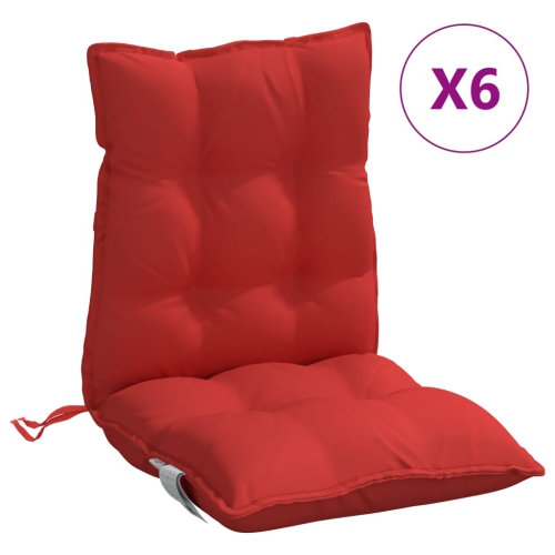 vidaXL Lowback Chair Cushions 6 pcs Red Oxford Fabric