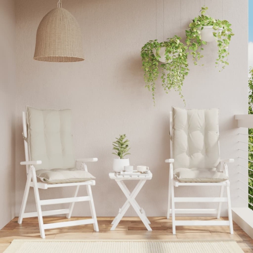 vidaXL Highback Chair Cushions 2 pcs Cream Oxford Fabric