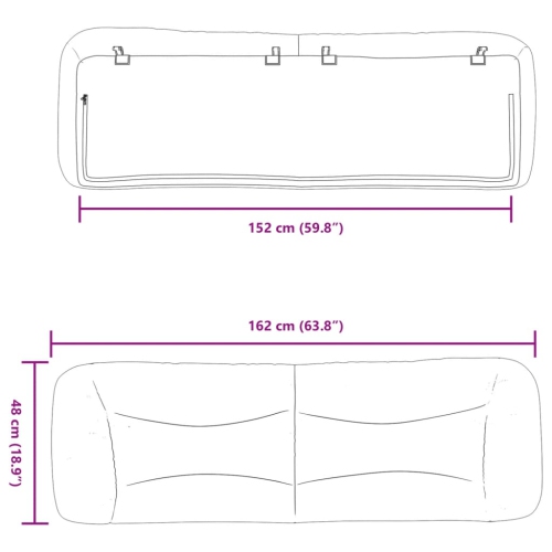VidaXL – Coussin de tête de lit «&nbsp;Hvar&nbsp;» en tissu 152&nbsp;cm gris foncé