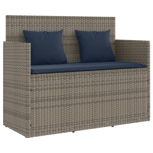 VIDAXL  Garden Bench With Cushions Poly Rattan In Grey