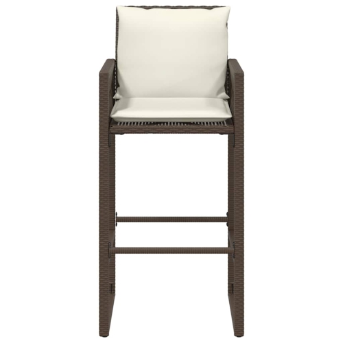 vidaXL Garden Bar Stools with Cushions 2 pcs Brown Poly Rattan