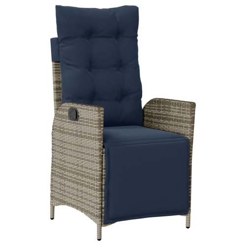 vidaXL Reclining Garden Chair with Footrest Grey Poly Rattan