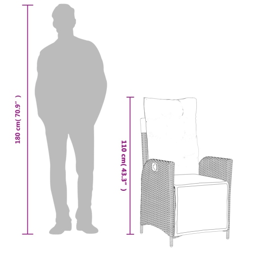 vidaXL Reclining Garden Chair with Footrest Grey Poly Rattan