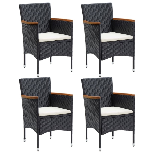 VIDAXL  Garden Dining Chairs 4 PCs Poly Rattan Black