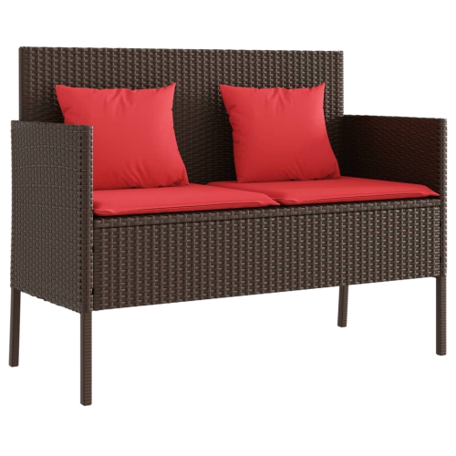 VIDAXL  Garden Bench With Cushions Poly Rattan In Brown