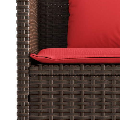 vidaXL Garden Bench with Cushions Brown Poly Rattan