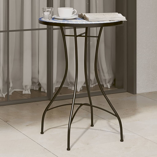 VIDAXL  Mosaic Bistro Table Blue And White Ø50X70 Cm Ceramic