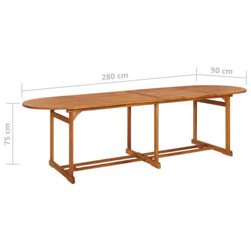 vidaXL Garden Dining Table 280x90x75 cm Solid Acacia Wood