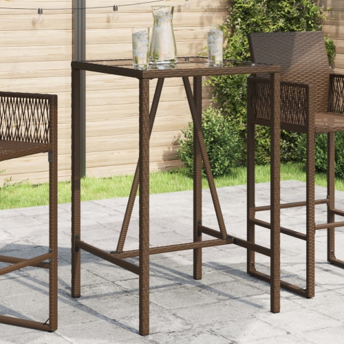vidaXL Outdoor Bar Table Brown 70x70x110 cm Poly Rattan