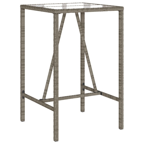 Table de bar d'extérieur vidaXL, gris, 70 x 70 x 70 x 110&nbsp;cm, rotin synthétique