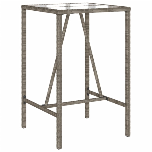 Table de bar d'extérieur vidaXL, gris, 70 x 70 x 70 x 110 cm, rotin synthétique