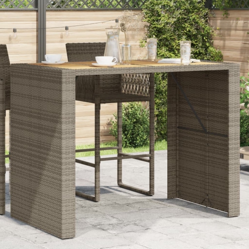 vidaXL Garden Bar Table with Acacia Wood Top Grey 145x80x110 cm Poly Rattan