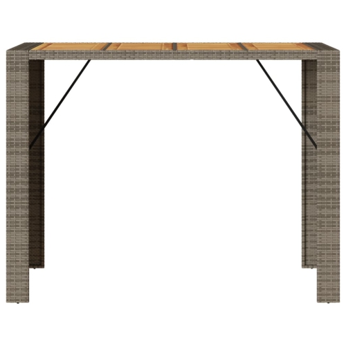 vidaXL Garden Bar Table with Acacia Wood Top Grey 145x80x110 cm Poly Rattan